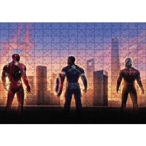 Avengers Endgame Iron Man, Captain America Ve Ant Man Puzzle Yapboz Mdf Ahşap 255 Parça