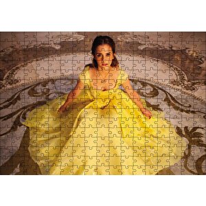 Emma Watson Sarı Elbiseli Puzzle Yapboz Mdf Ahşap 255 Parça