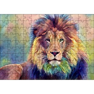 Yağlı Boya Görselli Aslan Puzzle Yapboz Mdf Ahşap 120 Parça