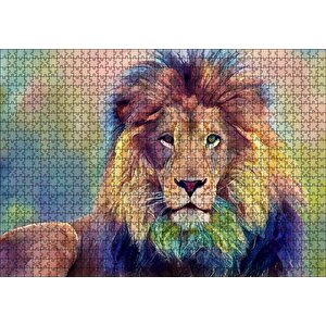 Yağlı Boya Görselli Aslan Puzzle Yapboz Mdf Ahşap 1000 Parça