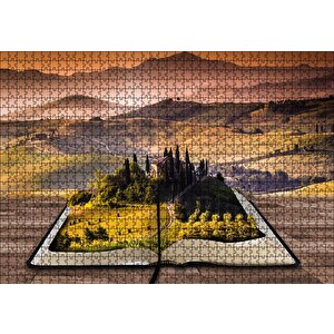 Açık Kitap Fantezi Tepeler Puzzle Yapboz Mdf Ahşap 1000 Parça