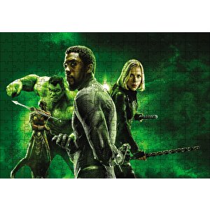 Hulk, Black Panther Ve Black Widow Puzzle Yapboz Mdf Ahşap 255 Parça