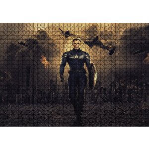 Captain America Gecede Savaş Puzzle Yapboz Mdf Ahşap 1000 Parça