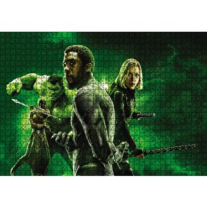 Hulk, Black Panther Ve Black Widow Puzzle Yapboz Mdf Ahşap 1000 Parça