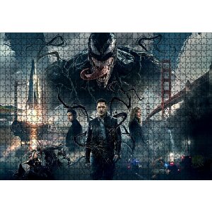 Venom Tom Hardy Michelle Williams Riz Ahmed Puzzle Yapboz Mdf Ahşap 1000 Parça