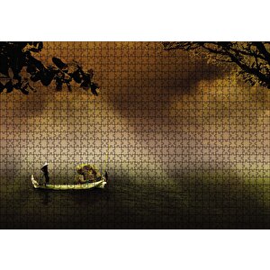 Uzak Doğu Yük Taşıyan Kayık Puzzle Yapboz Mdf Ahşap 1000 Parça
