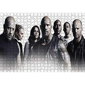 Dwayne Johnson Jason Statham Michelle Rodriguez Puzzle Yapboz Mdf Ahşap 500 Parça