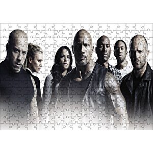 Dwayne Johnson Jason Statham Michelle Rodriguez Puzzle Yapboz Mdf Ahşap 255 Parça