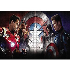 Civil War Kahramanlar Karşı Karşıya Puzzle Yapboz Mdf Ahşap 500 Parça