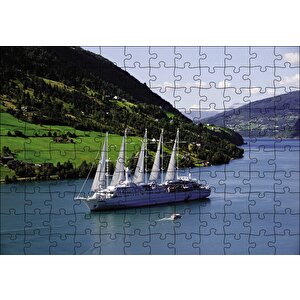 Cakapuzzle  Dev Beyaz Yelkenli Manzara Puzzle Yapboz Mdf Ahşap