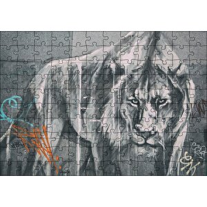 Pusudaki Aslan Duvar Boyama Puzzle Yapboz Mdf Ahşap 120 Parça