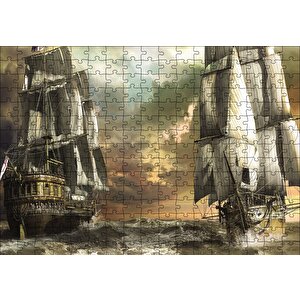 Cakapuzzle  Kalyonlar Fırtınada Kara Bulutlar Puzzle Yapboz Mdf Ahşap