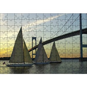 Rhode Island Köprü Yelkenliler Puzzle Yapboz Mdf Ahşap 120 Parça