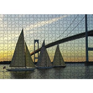 Rhode Island Köprü Yelkenliler Puzzle Yapboz Mdf Ahşap 500 Parça