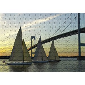 Rhode Island Köprü Yelkenliler Puzzle Yapboz Mdf Ahşap 255 Parça