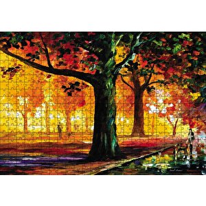 Parkta İnsan Manzarası Yağlı Boya Puzzle Yapboz Mdf Ahşap 500 Parça