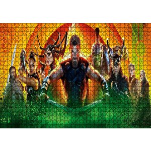 Thor Ragnarok Tüm Kahramanlar Yatay Puzzle Yapboz Mdf Ahşap 1000 Parça