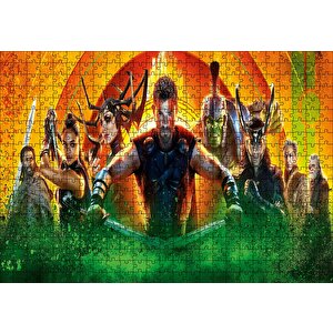 Thor Ragnarok Tüm Kahramanlar Yatay Puzzle Yapboz Mdf Ahşap 500 Parça