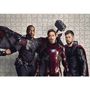 Avengers Infinity War Falcon, Iron Man Ve Thor Puzzle Yapboz Mdf Ahşap 255 Parça