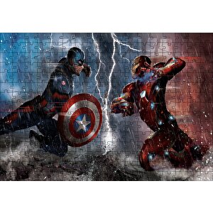 Captain America Iron Man Puzzle Yapboz Mdf Ahşap 255 Parça