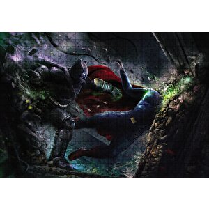Batman Superman Ezici Yumruk Puzzle Yapboz Mdf Ahşap 500 Parça