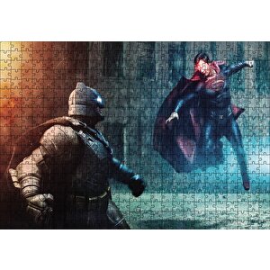 Batman Ve Superman Mücadelesi Puzzle Yapboz Mdf Ahşap 500 Parça