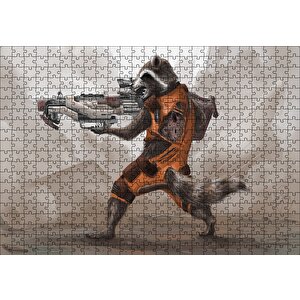Rocket Racoon Marvel Eşsiz Karekteri Puzzle Yapboz Mdf Ahşap 500 Parça