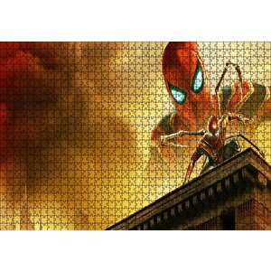 Cakapuzzle  Spiderman Evden Uzakta Demir Örümcek Çatıda Puzzle Yapboz Mdf Ahşap