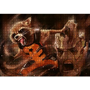 Avengers Guardians Of The Galaxy Groot Ve Rocket Racoon Puzzle Yapboz Mdf Ahşap 1000 Parça