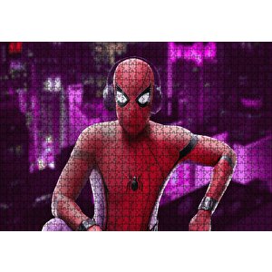 Spiderman Kulaklıkllı Görseli Puzzle Yapboz Mdf Ahşap 1000 Parça