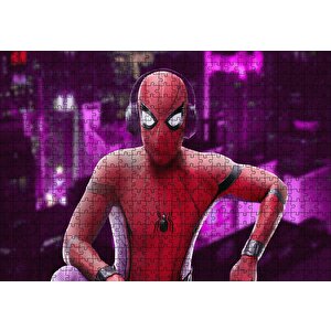 Spiderman Kulaklıkllı Görseli Puzzle Yapboz Mdf Ahşap 500 Parça