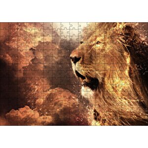 Erkek Aslan Yelesi Ve Aynı Renk Bulutlar Puzzle Yapboz Mdf Ahşap 255 Parça