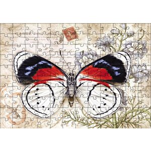 Mektup Zeminde Kelebek Puzzle Yapboz Mdf Ahşap 120 Parça