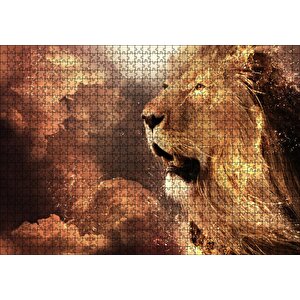 Erkek Aslan Yelesi Ve Aynı Renk Bulutlar Puzzle Yapboz Mdf Ahşap 1000 Parça