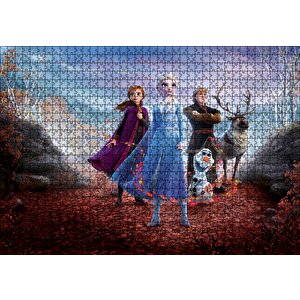 Frozen 2 Queen Elsa, Anna, Olaf, Kristoff Kızıl Yapraklar Puzzle Yapboz Mdf Ahşap 1000 Parça