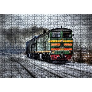 Nostaljik Elektrikli Renkli Tren Puzzle Yapboz Mdf Ahşap 1000 Parça