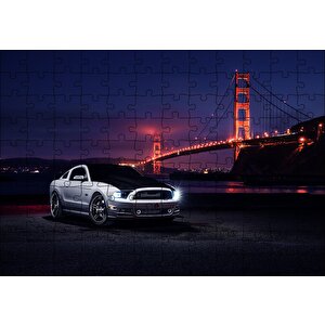 Ford Mustang Ve Golden Gate Köprüsü Puzzle Yapboz Mdf Ahşap 120 Parça