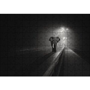 Gece Otoyol Sis Ve Fil Puzzle Yapboz Mdf Ahşap 120 Parça