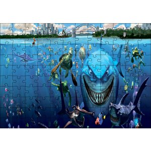 Kayıp Balık Nemo Balıklar Kaplumbağalar Puzzle Yapboz Mdf Ahşap 120 Parça