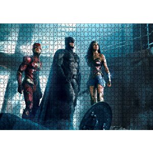 Justice League Flash, Batman, Wonder Woman Puzzle Yapboz Mdf Ahşap 1000 Parça