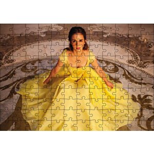 Emma Watson Sarı Elbiseli Puzzle Yapboz Mdf Ahşap 120 Parça