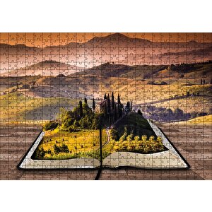 Açık Kitap Fantezi Tepeler Puzzle Yapboz Mdf Ahşap 500 Parça
