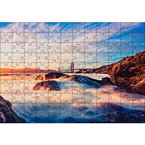 Golden Gate Köprüsü Günbatımı Uzun Pozlama Puzzle Yapboz Mdf Ahşap 120 Parça