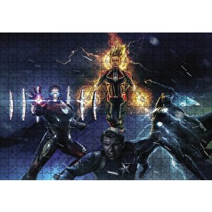 Avengers Captain Marvel Captain America Thor Ve Iron Man Puzzle Yapboz Mdf Ahşap 500 Parça