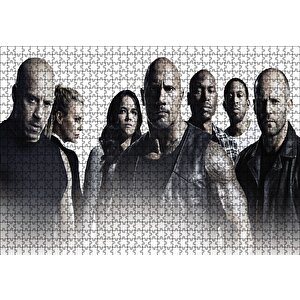 Dwayne Johnson Jason Statham Michelle Rodriguez Puzzle Yapboz Mdf Ahşap 1000 Parça