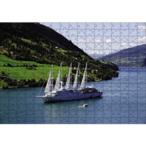 Cakapuzzle  Dev Beyaz Yelkenli Manzara Puzzle Yapboz Mdf Ahşap