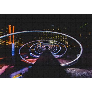 Neon Spiral Tünel Ve Adam Puzzle Yapboz Mdf Ahşap 255 Parça