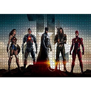 Justice League Wonder Woman Batman Cyborg Aquaman Flash Puzzle Yapboz Mdf Ahşap 1000 Parça