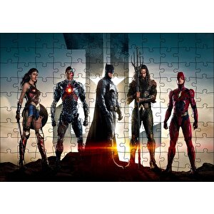 Justice League Wonder Woman Batman Cyborg Aquaman Flash Puzzle Yapboz Mdf Ahşap 120 Parça
