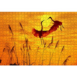 Günbatımında Balıkçılların Dansı Puzzle Yapboz Mdf Ahşap 500 Parça